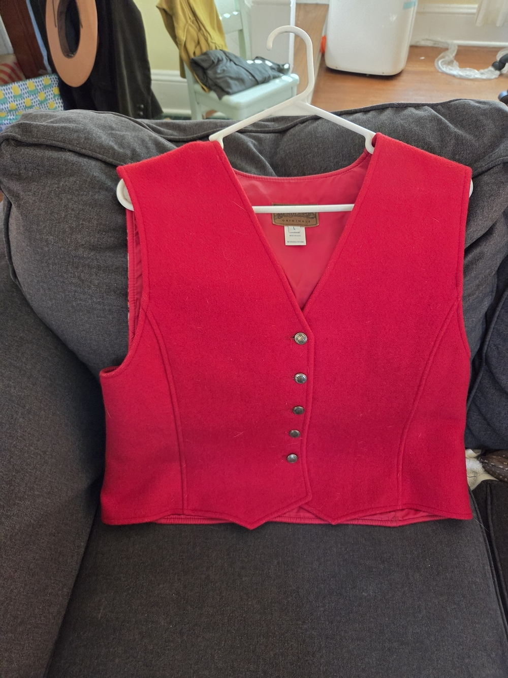 Pendleton Red Wool Button-Front Vest